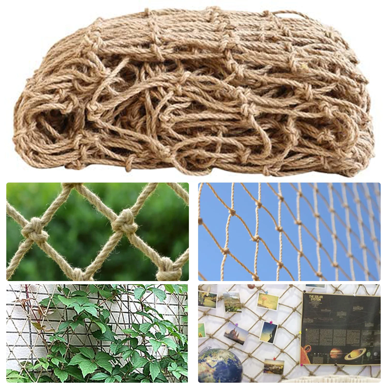 Plant Support Netting 1x5m 3mm Natural Jute Rope Plant Climbing Garden Netting Trellis for Climbing Plants Bean Fruits