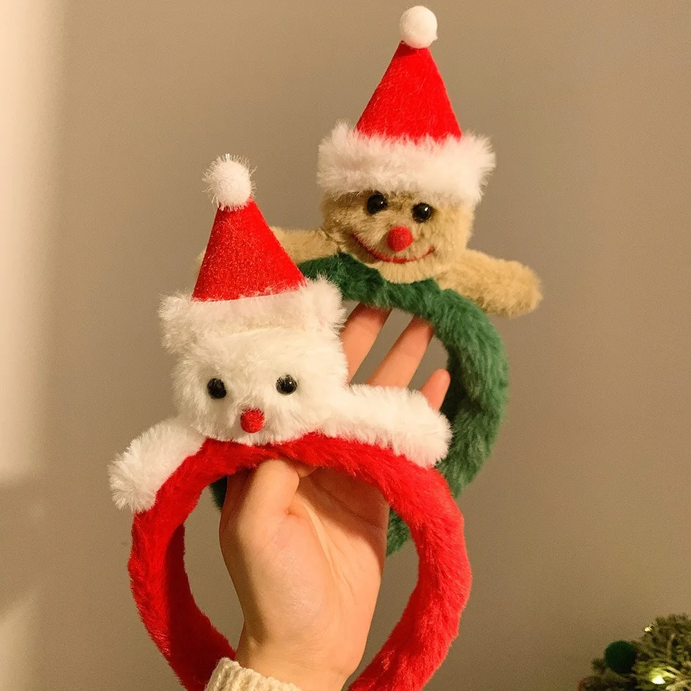 Милая мультяшная красная рождественская повязка на голову с рогами пушистые