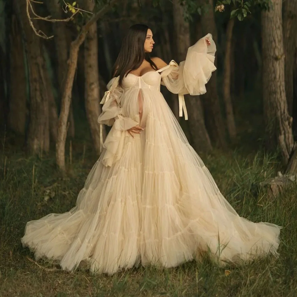 

Graceful Maternity Dresses for Women 2023 Fluffy Tulle Pregnancy Women Photo Shoot Dress Maternity Robes Custom Made