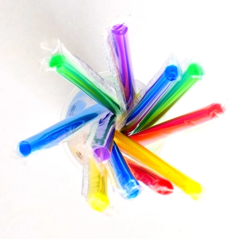 

Disposable Plastic Straws Individually Wrapped Bubble Tea Boba Hen Party Multicolor Pointed Colored Straws Wedding Accessories