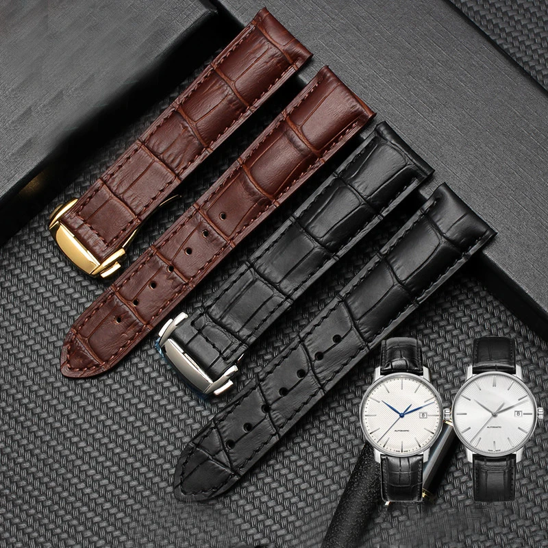 

For Radar diamond jingcan series men's and women's watches leather belt black brown folding buckle strap 19mm 21mm