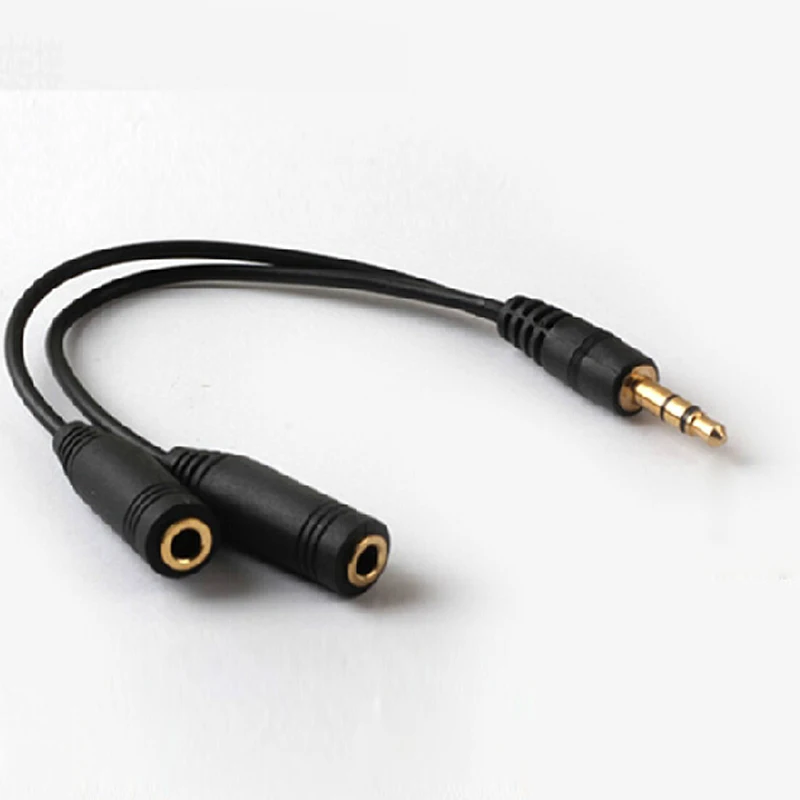 

3.5 Mm Black Headphone Earphone Audio Cable Micphone Y Splitter Adapter 1 Female To 2 Male Connected Cord To Laptop PC