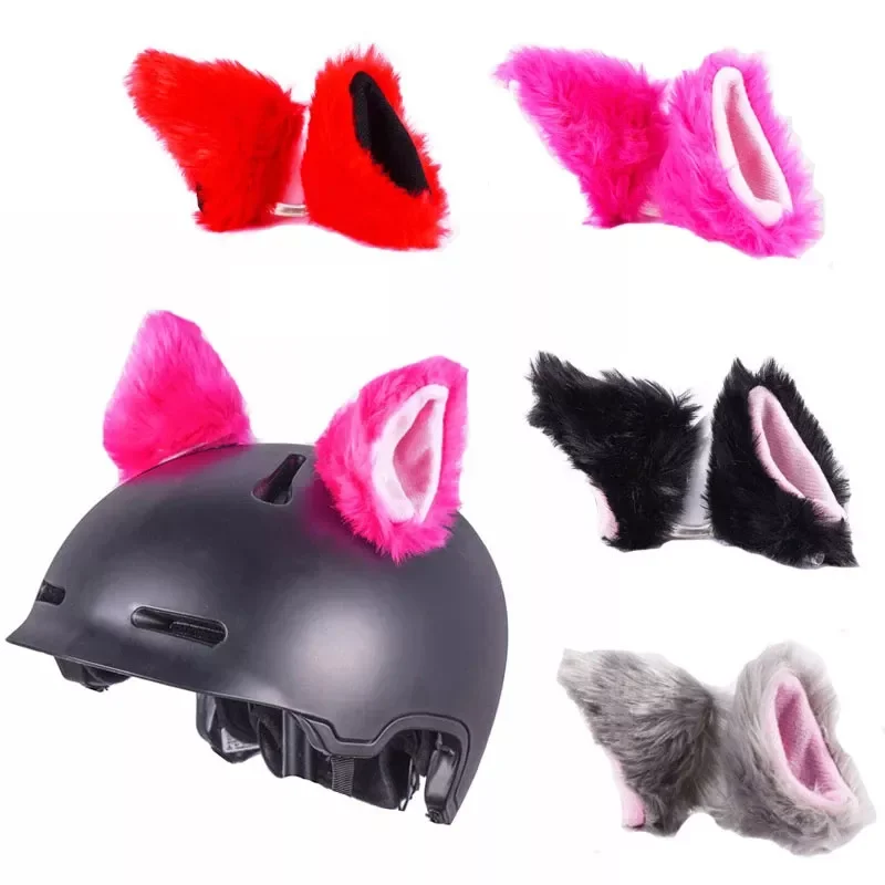 Pcs Cute Plush Cat Ears Helmet Decoration Motorcycle Helmet Styling Sticker Cos play Decor Helmet Accessories