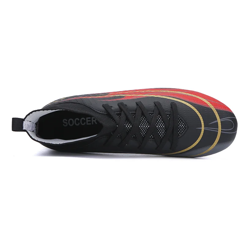 2022 New Black Red Professional Men's Football Boots Outdoor Futsal Trainers High Soccer Shoes Sneakers Male chaussures de foot
