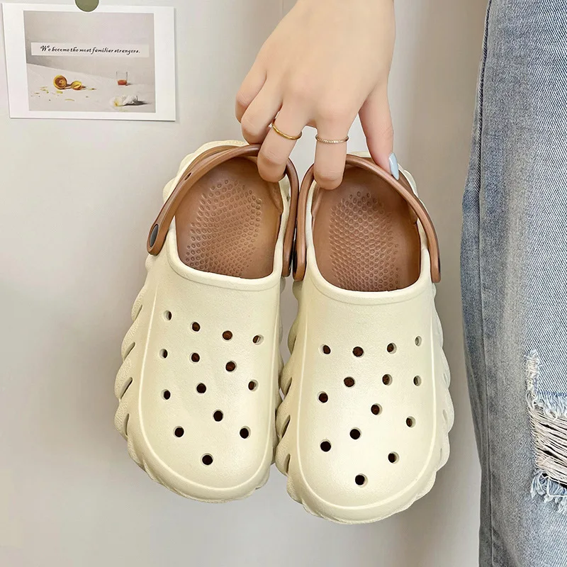 Couple Hole Shoes Men's and Women's Garden Shoes  EVA Beach Shoes Breathable Sandals Dual Wear Sandals Slippers Non slip