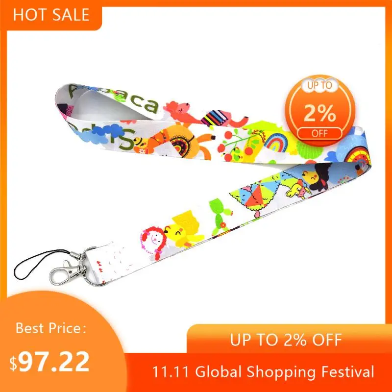 

100pcs Regooly RE12 cartoon alpaca llama Neck Strap Lanyard keychain Mobile Phone Strap ID Badge Holder Rope Key Chain Keyrings