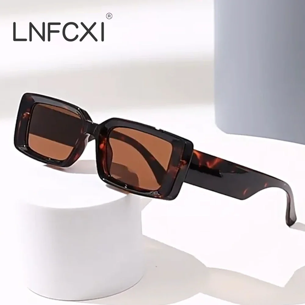 Модные маленькие прямоугольные солнцезащитные очки LNFCXI желеобразных цветов