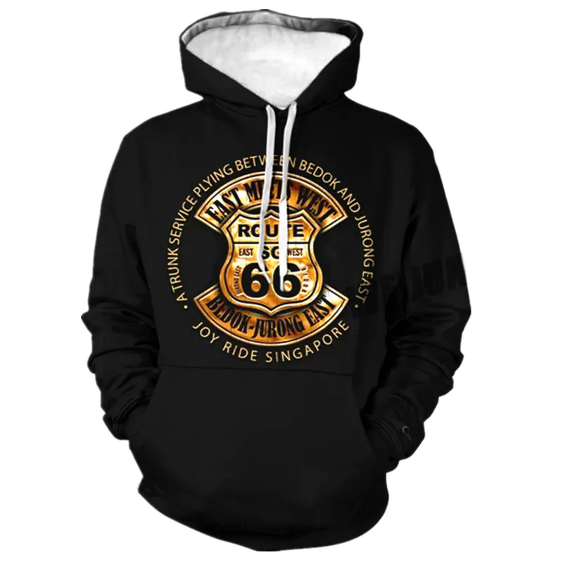 

Route 66 Highway 3D Printed Hoodie Hoodies Men's Sweatshirt Fashion America 66 Letters Hooded Streetwear Men Clothing XXS-6XL