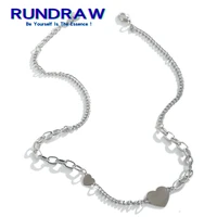 rundraw fashion silver color women heart patchwork chain necklace party necklace jewelry gifts