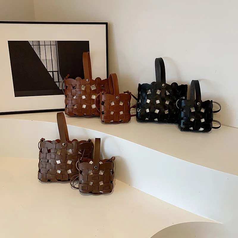 Миниатюрная тканая детская повседневная сумка для девочек семейная пляжная