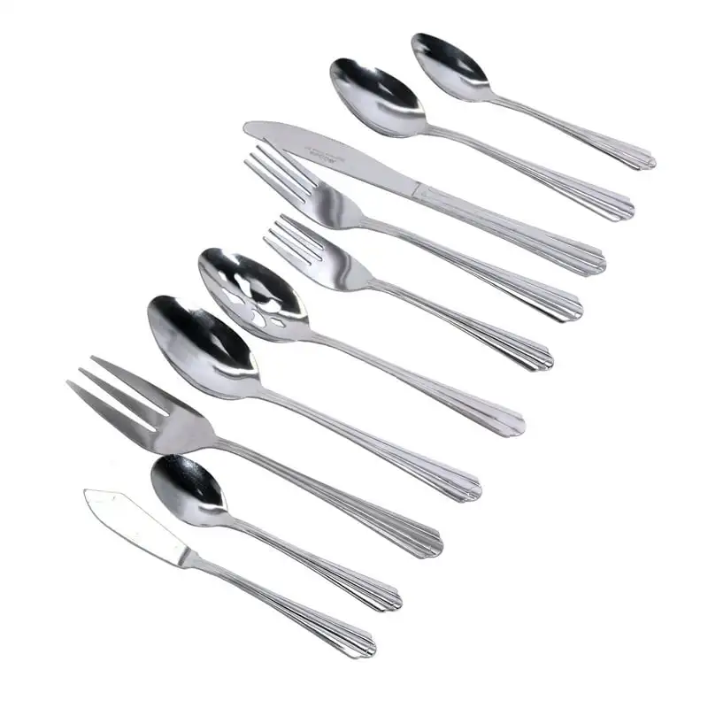 

GB Classic Canberra 45 Pieces Silver Flatware Set, Dishwasher Safe Silverware Set, Table Service for 8 For Home Restaurant