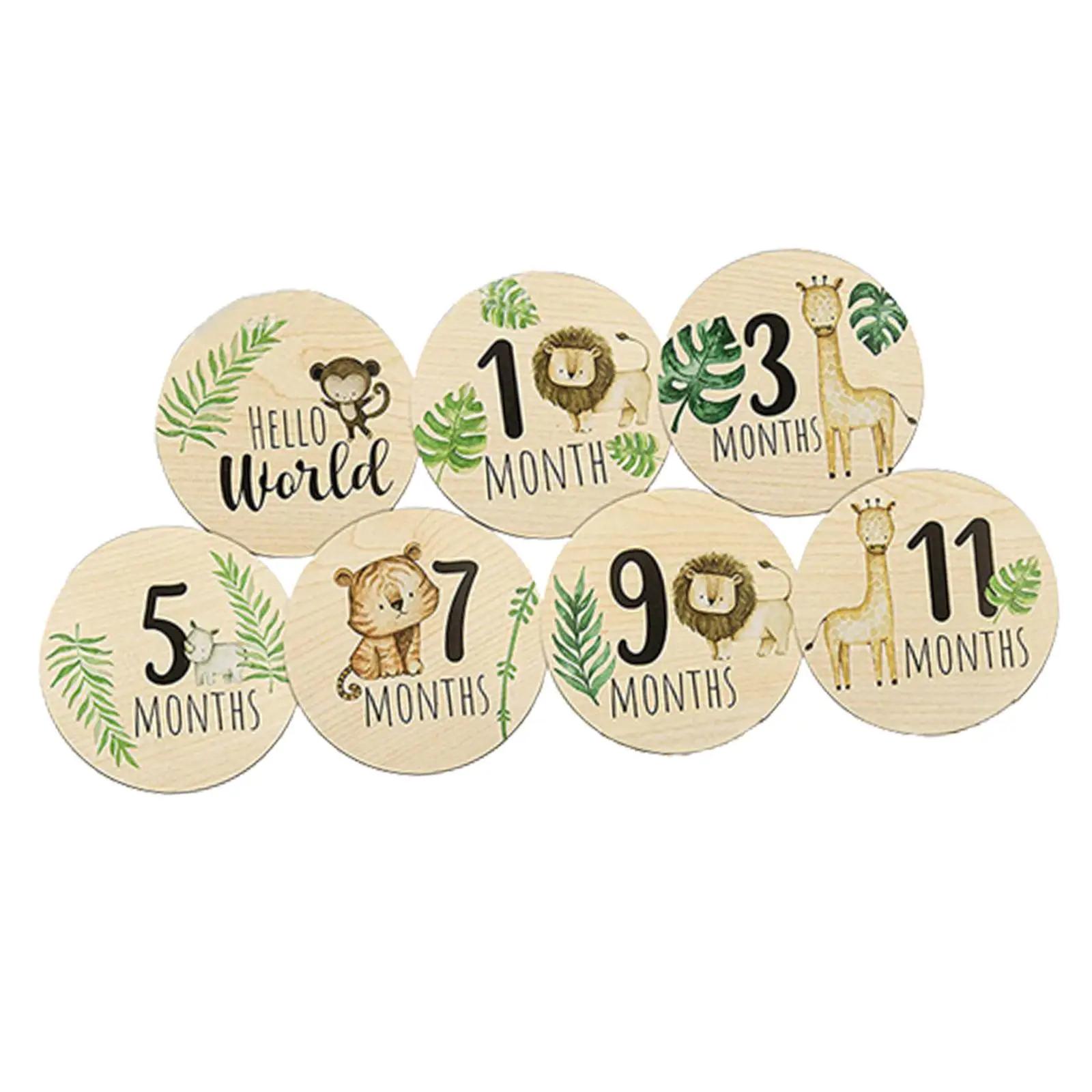 

7Pcs Baby Milestone Cards, Baby Photo Prop Monthly Milestone Discs, 1-12 Months Discs, Wooden Monthly Cards for Boys and Girls