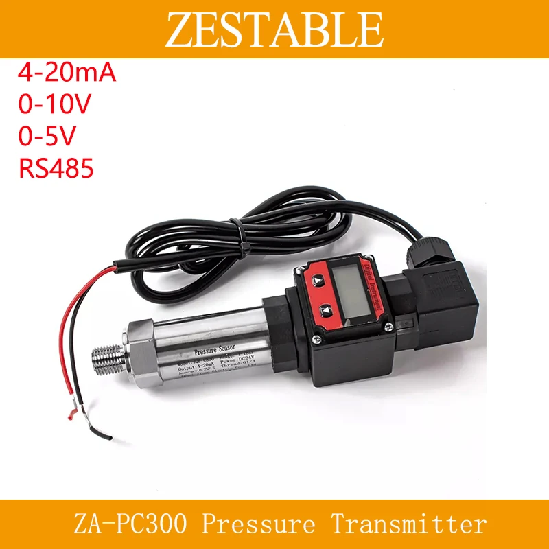 

PressureTransmitter ZA-PC300 LCD 4-20ma 5V 10V Output Sensor Water Oil Gas -1-0-1000bar Pressure Measurment G1/4 Transducer