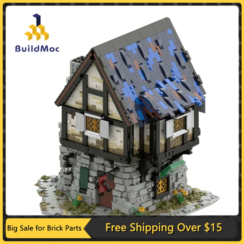 

Moc The Medieval Smithy Stores Retro Cabin Blocks Model Building Toys Bricks for Kids