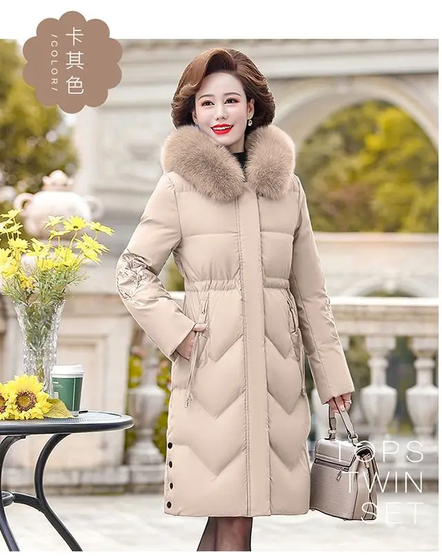 Hat Detachable Hooded Down Coat Winter Women Warm White Duck Down Jacket Ladies Long Warm Outwears New 2023 Ladies Down M47