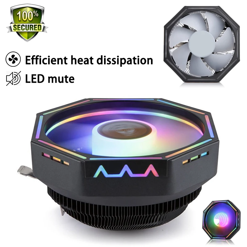 

Super Mute CPU Cooler Fan PWM 3Pin Heat Sink Support Intel LGA 115X 775 AMD AM2/3+ Quiet RGB Radiator Efficient Cooling CPU Fan