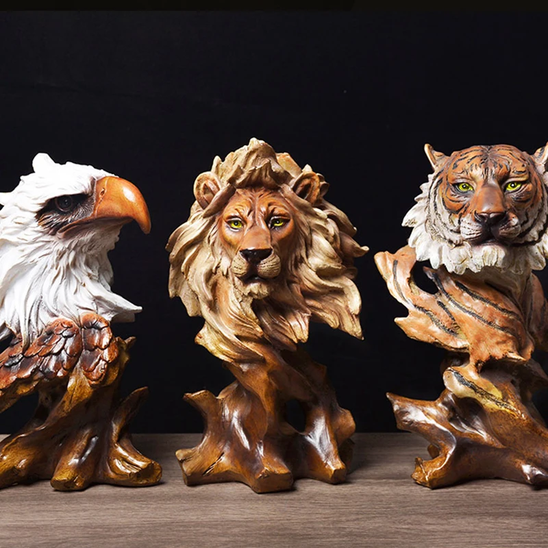 

Modern Statue Simulated Animal Figurines Eagle Wolf Tiger Lion Horse Statue Home Living Room Interior Crafts Office Decoration