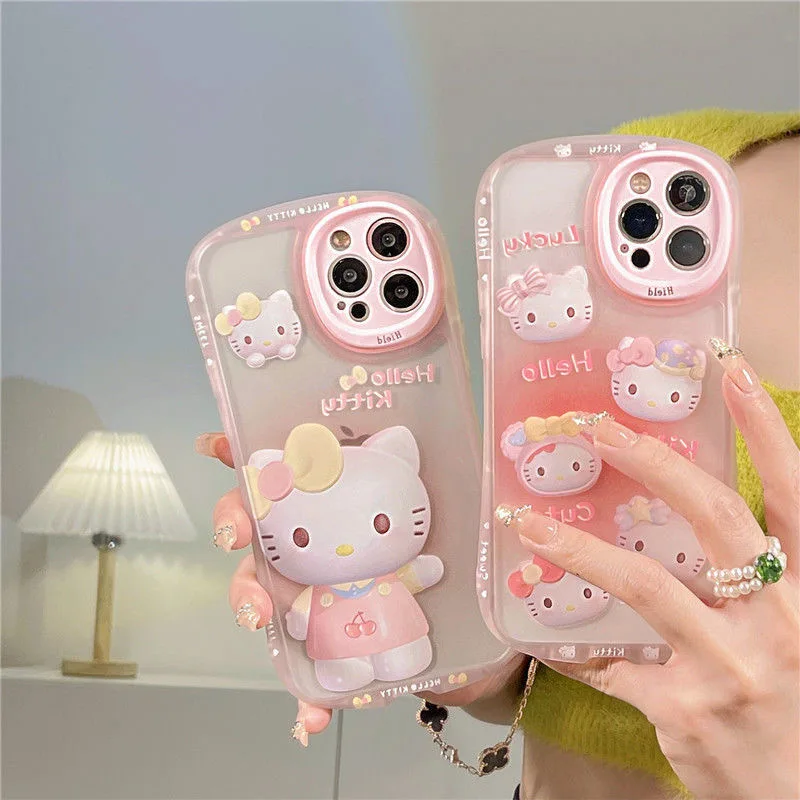 

2022 Cute Cartoon Hello Kitty Phone Case For Iphone 11 12 13 Pro Max X Xs Xr 7 8 Plus Shockproof Transparent Cover