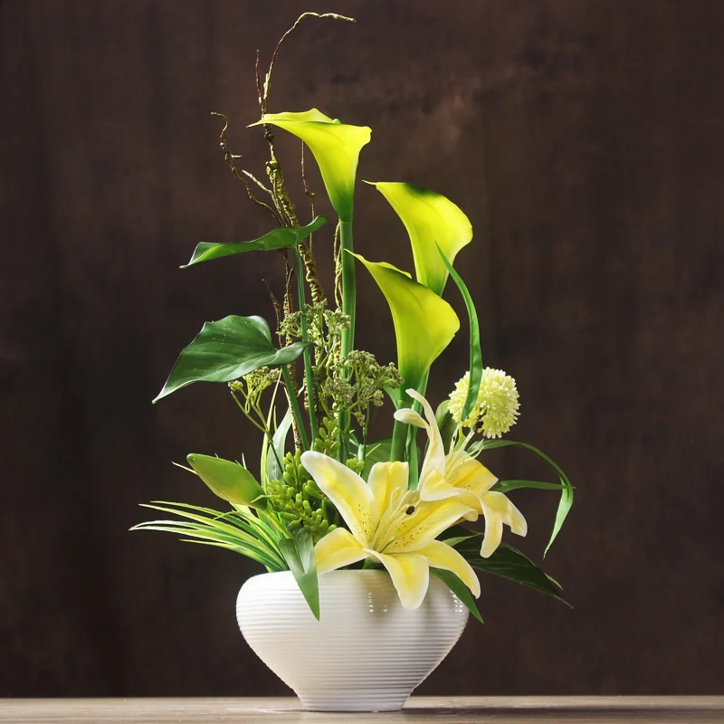 

High quality Calla simulation flower set hybrid living room flower arrangement indoor toilet flower decoration
