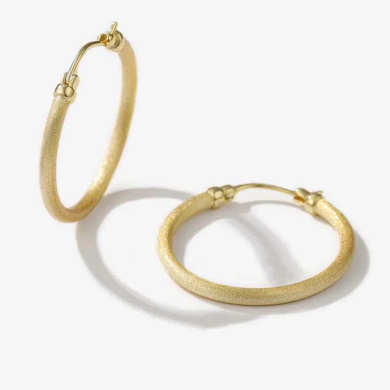 Silvology Real 925 Sterling Silver 30mm 40mm 50mm Round Matte Large Hoop Earring for Women Frosted Minimalist Exaggerate Jewelry