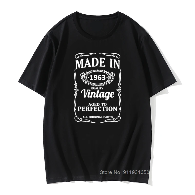 

Men's Made In 1963 T Shirt 58th Birthday Gift Retro T-shirt Men's Short Sleeve O-neck T-shirts，A gift for Dad