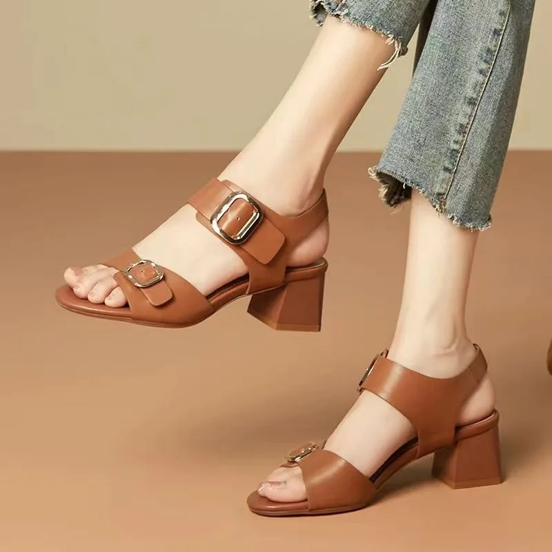 Сандалии женские на толстом каблуке босоножки нескользящей мягкой подошве