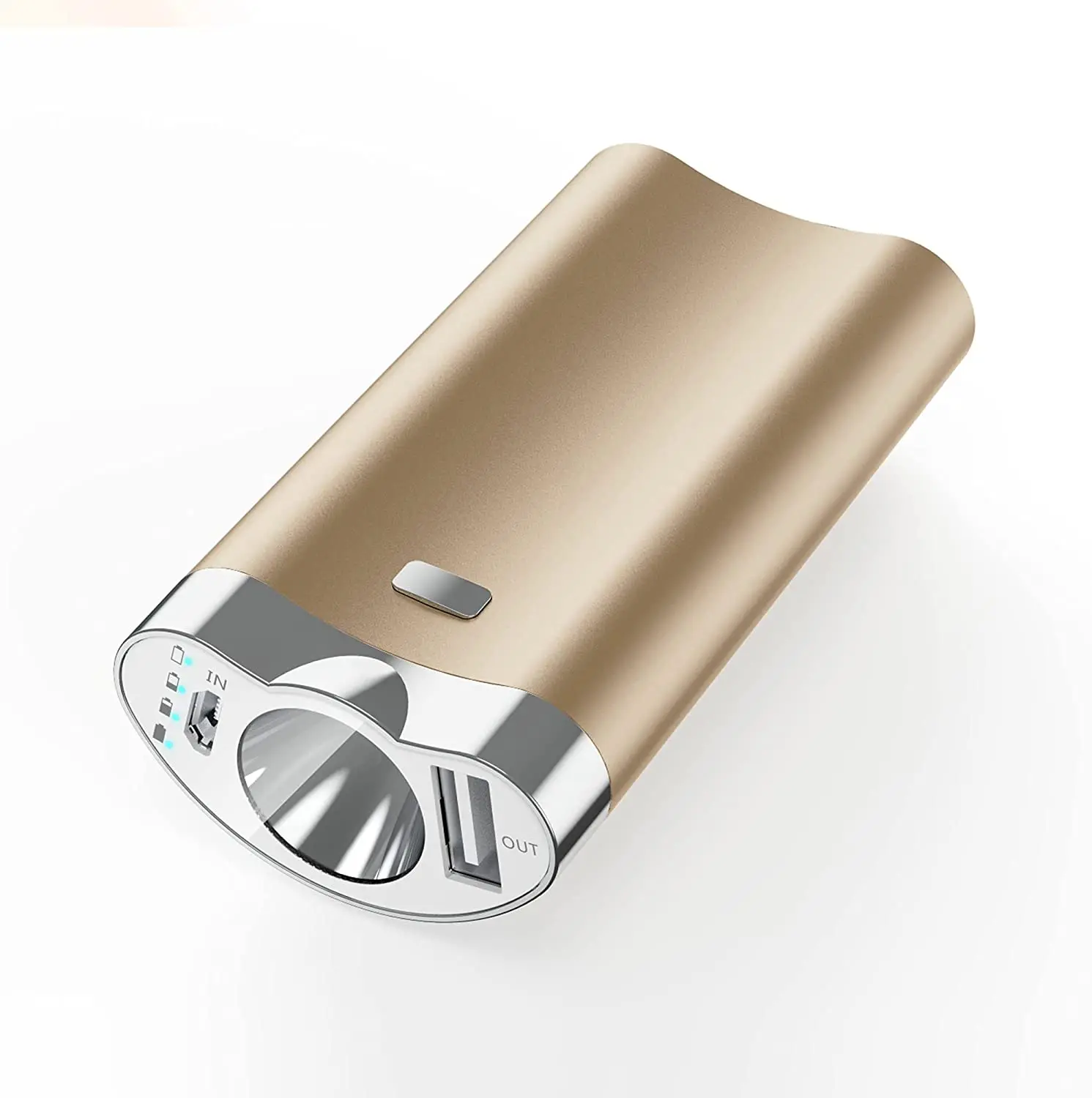 Power Bank with LED Flashlight Small Mini Compact Rechargeable ,with 5200mah Battery,Aluminum Shell