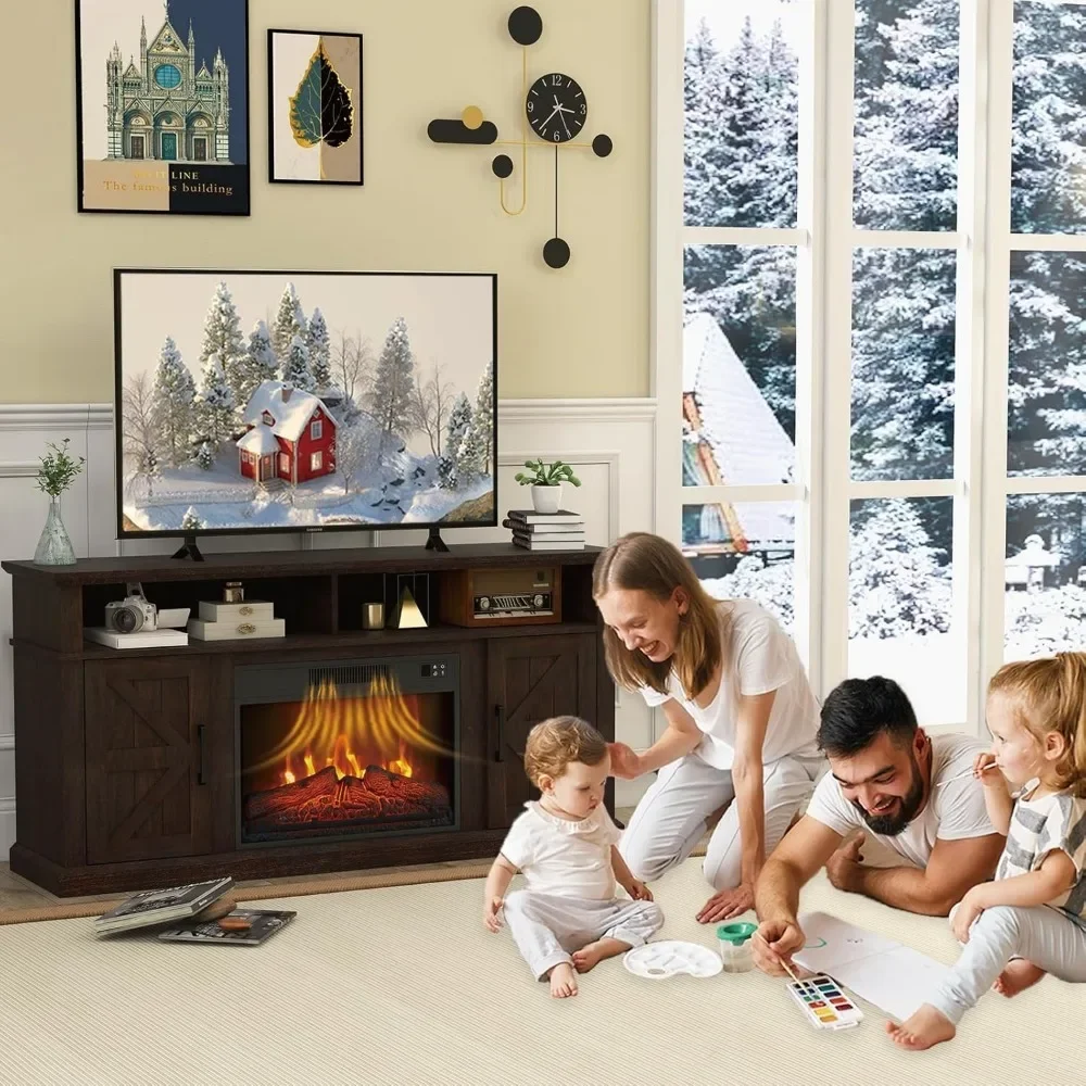 Каминная подставка под телевизор для телевизоров до 65 дюймов со шкафом хранения