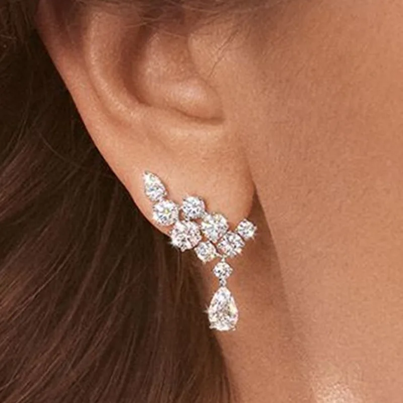 

European and American Personality Earrings, Fashionable Diamond Zircon Earrings, Versatile Earrings, Female Fashion Accessories