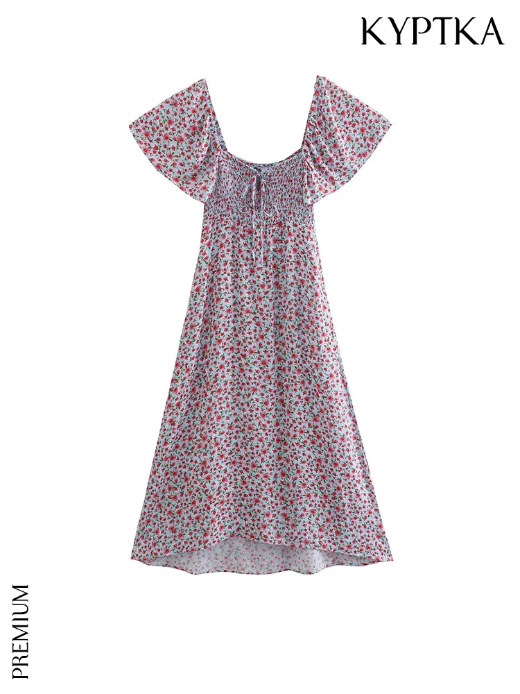 

Платье женское средней длины с оборками и цветочным принтом, на молнии