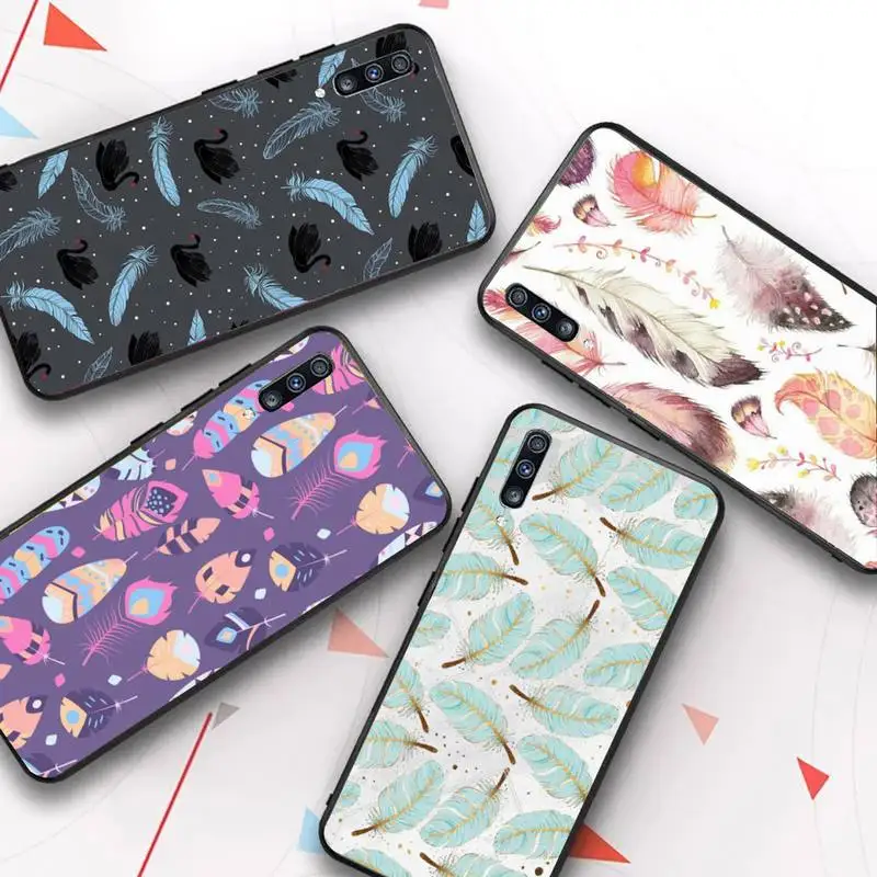 

Lovely colorful feathers Phone Case for Redmi 8 9 9A for Samsung J5 J6 Note9 for Huawei NOVA3E Mate20lite cover