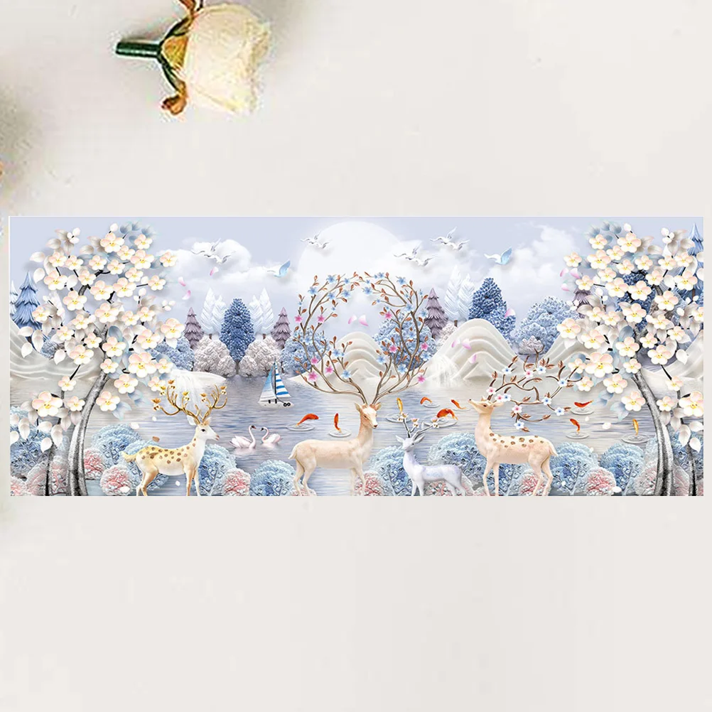 

1 Pc 120x50cm DIY 5D Beads Painting Cross Stitch Cross Stitch Elk Fortune Tree Embroidery Cross Stitch Painting Pictures DIY