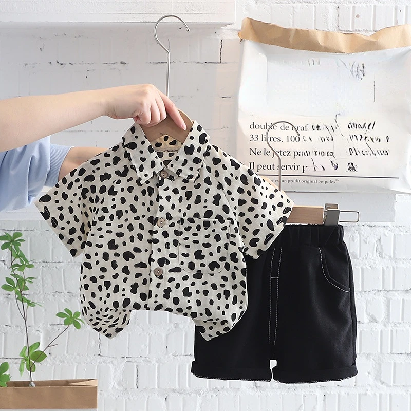 

New Boys Girls Clothing Sets Summer Print Short Sleeve T-shirts+Shorts Kids Clothes Casual Clothing Sets for Children