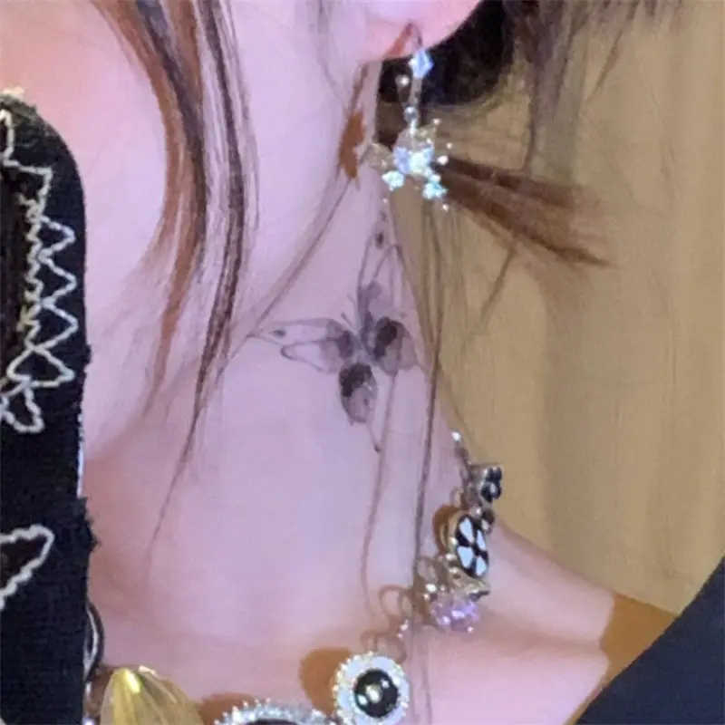 Татуировка Временная до ключиц с бабочкой для женщин пикантная черная