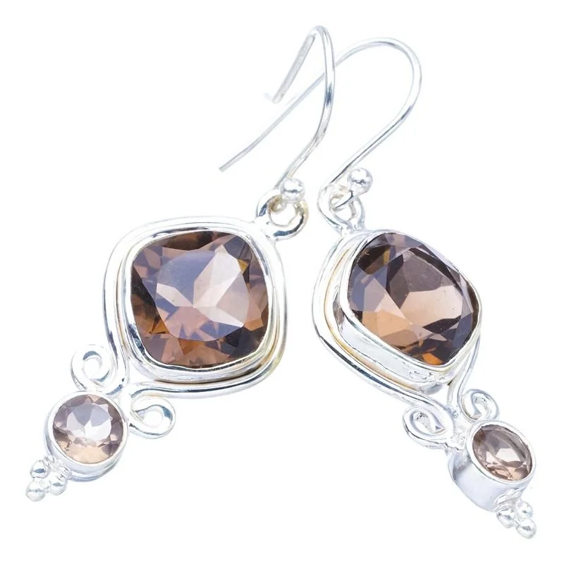 StarGems Smoky Quartz ручной работы 925 пробы серебряные серьги 1 75 &quotF5737