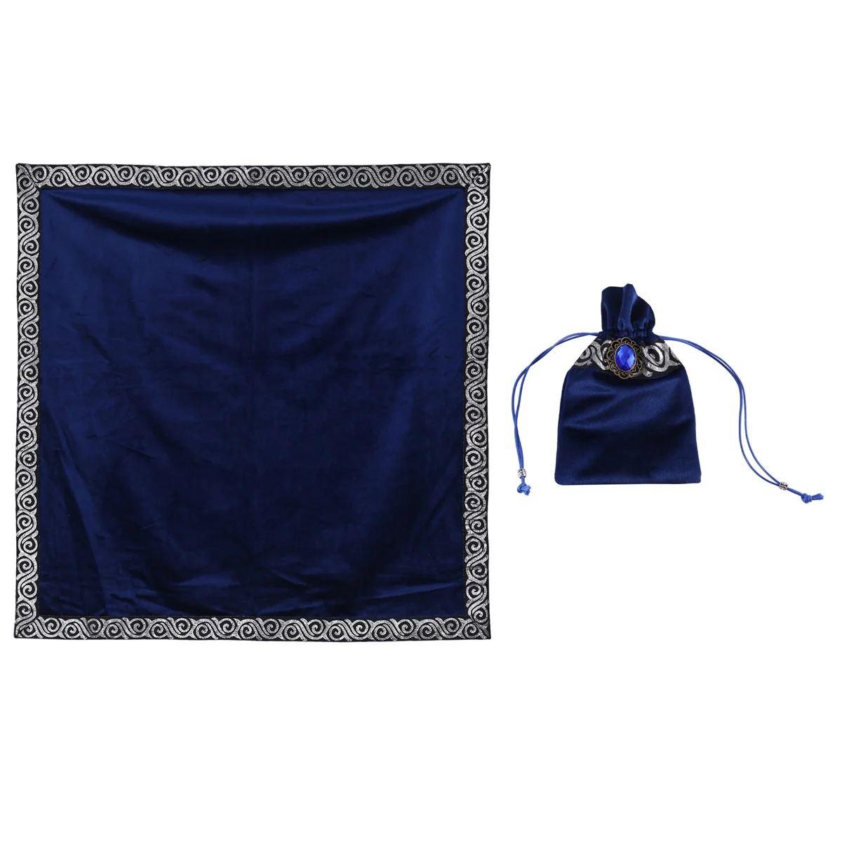 

Table Cloth Altar Tablecloth Velvet Divination Wicca Tapestry Tablecloth with Tarot Pouch (Blue)