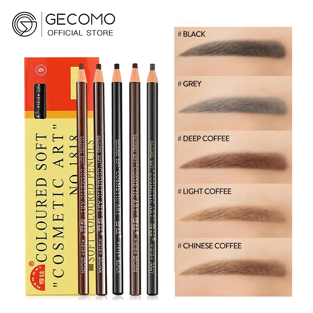

GECOMO Eyebrow Pencil 5 Colors Waterproof Microblading Pen Long-lasting Eyebrow Women Stereo Types Coloured Beauty Tools