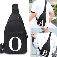 fashion shoulder chest bag crossbody bag waist pack messenger pack for male print white letter name pattern shoulder sling bag