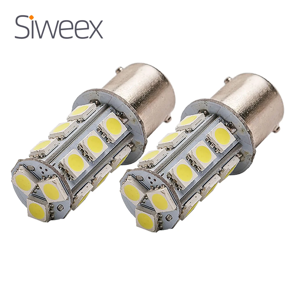 

2 Pcs BA15S 1156 Car LED Lights 18 SMD 5050 Dome Turn Signal Tail Backup Brake Bulbs P21W DC 12V Warm/White Auto Reversing Lamp