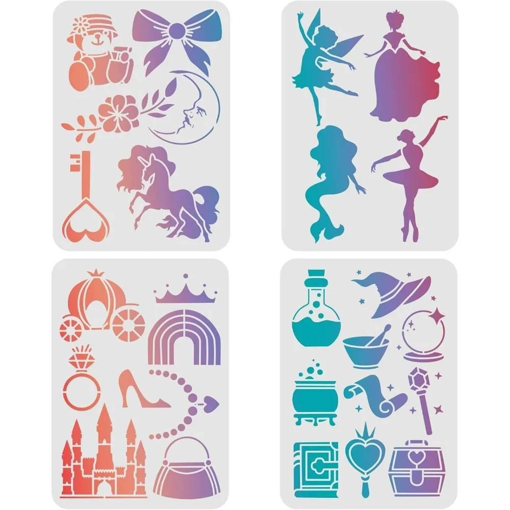 4 шт. фэнтезийные трафареты шаблон 11 7x8 3 дюйма один рог лошадь замки для рисования