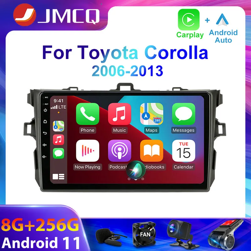JMCQ 2Din 4G Android 11 Car Stereo Radio Multimedia Video Player For Toyota Corolla E140/150 2006-2013 Navigation GPS Carplay