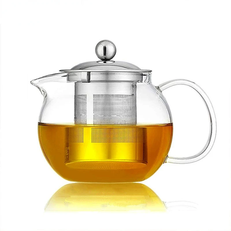 

Transparent Borosilicate Glass Teapot With Infuser Filter Teapot Holder Heat Resistant Loose Leaf Tea Pot Tool Kettle Set