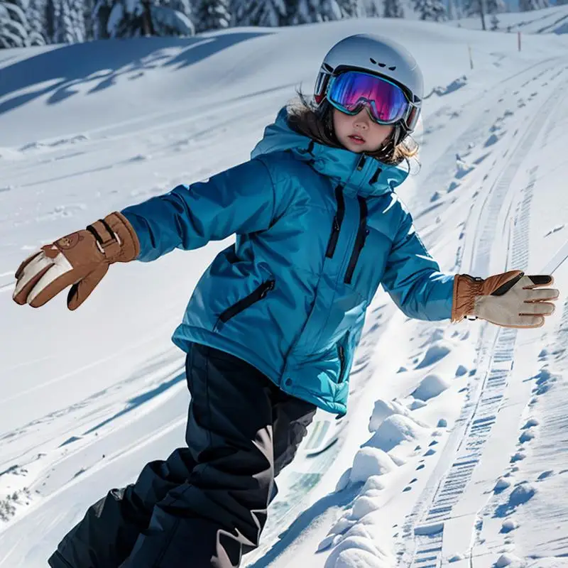Детские зимние перчатки Нескользящие уличные с милым медведем плюшевые