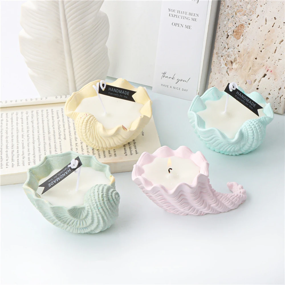 

3D Conch Shell Candle Mold DIY Handmade Soap Gypsum Clay Resin Crafts Making Silicone Mould Home Decoration Ornaments 2022 New