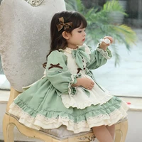 children spanish vintage dress original baby girl lolita princess ball gown 2022 autumn winter kids christmas green dresses