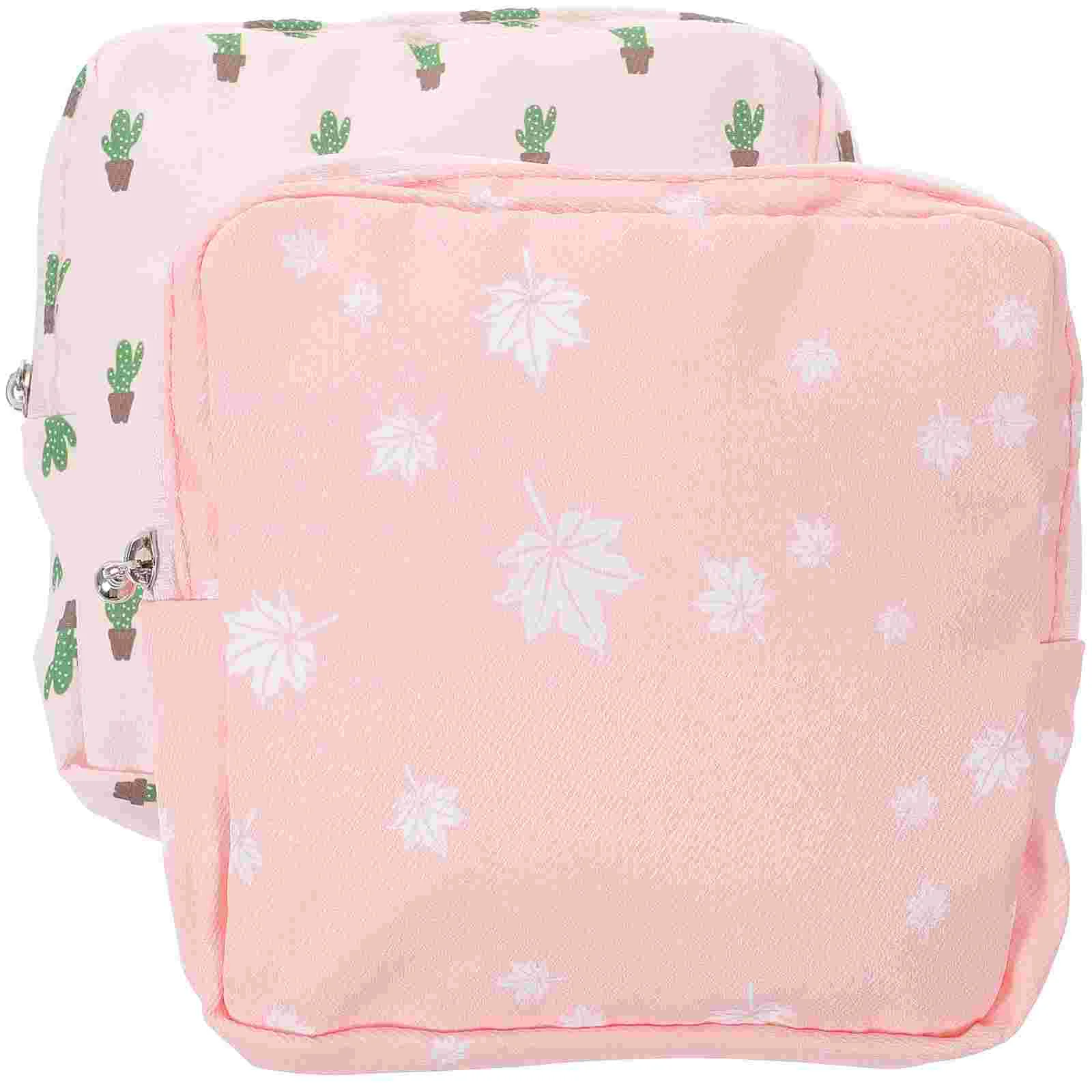 

2 Pcs Sanitary Napkin Storage Bag Bags Feminine Products Zip Menstrual Pad Hygiene Organizer Pouch Decorative Girl Zipped