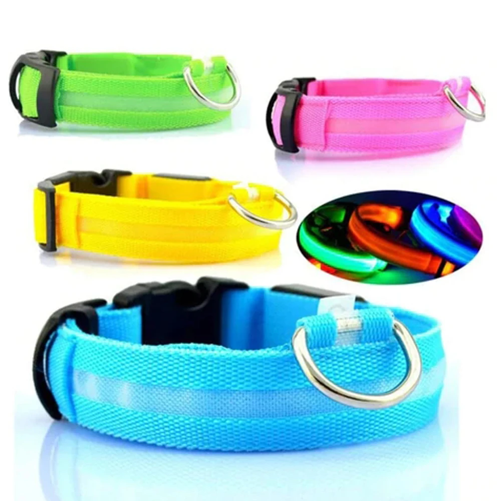 

Adjustable Nylon Flashing Luminous Necklace Puppy Anti-lost Supplies LED Safety Dog Collar Batteries Or USB Light Up Pet Collar