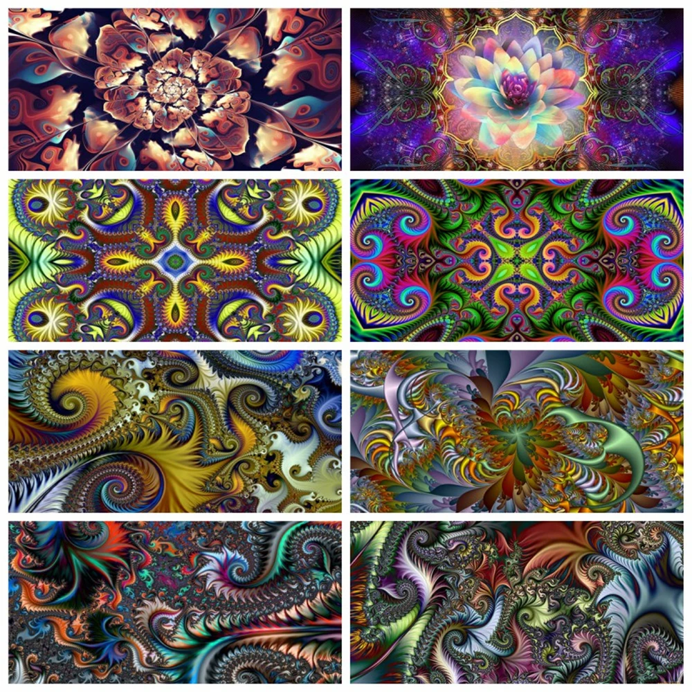 

Huacan 5d Diamond Painting Embroidery Abstract Mandala Home Decor Mosaic Cross Stitch Fantasy Flower Crystal Picture