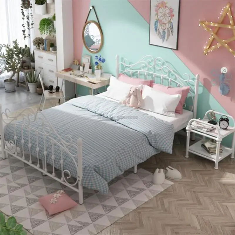 Железная кровать 120 × 200 см для спальни общежития простая современная
