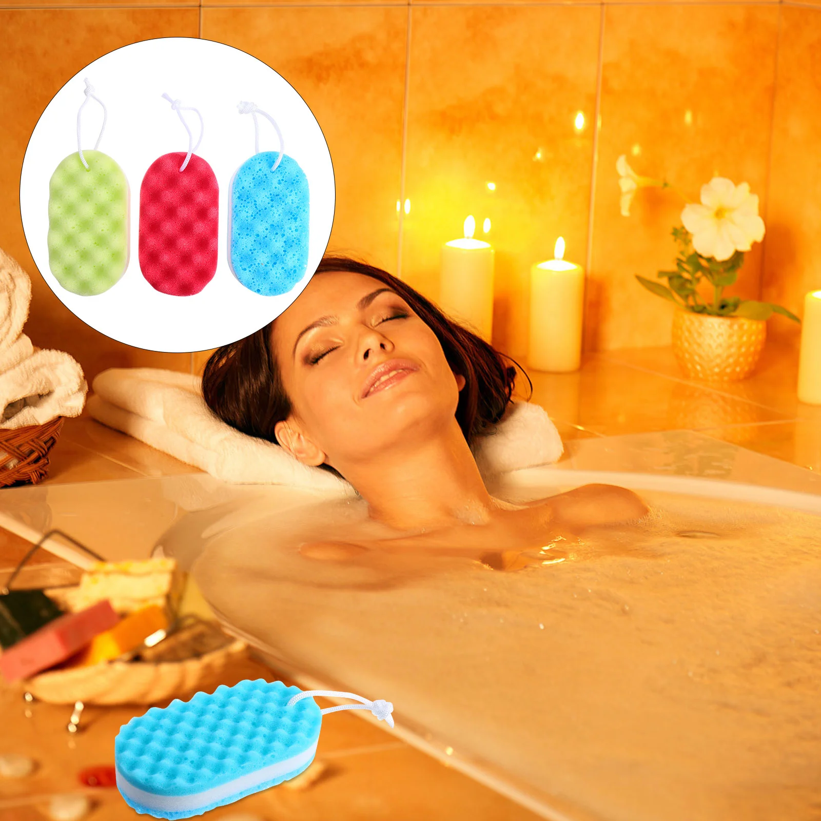 

3 Pcs Three Layer Bath Sponge Body Cleaner Sponges Cleaning Tool Natural Exfoliating Shower Adult Painless African net